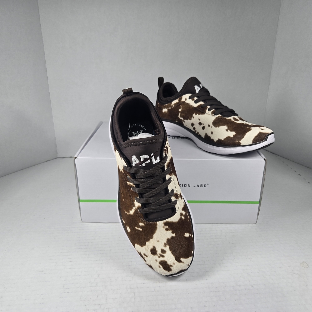 APL Women's Iconic Phantom Brown and White  Cow Patterned Sneakers Size 6.5